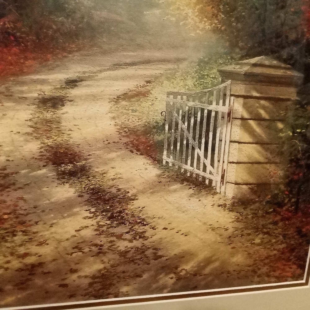 Thomas Kinkade Autumn Gate Library Edition Framed Art Print Vintage Wall Decor - Picture 4 of 12